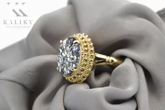 زركونيا 14 كارت من الذهب الأصفر خاتم حرف يدوية فينتاج vrc068y